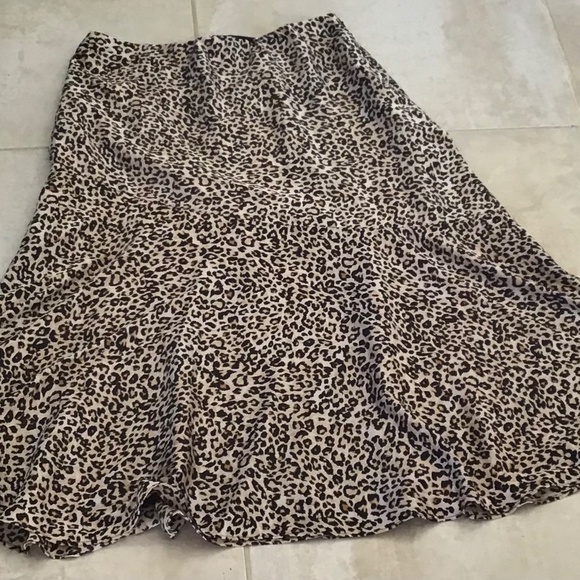 Chico’s 0 Skirt Leopard Cheetah Animal Print Flared Maxi Lined Jungle Chic Class - Picture 5 of 13